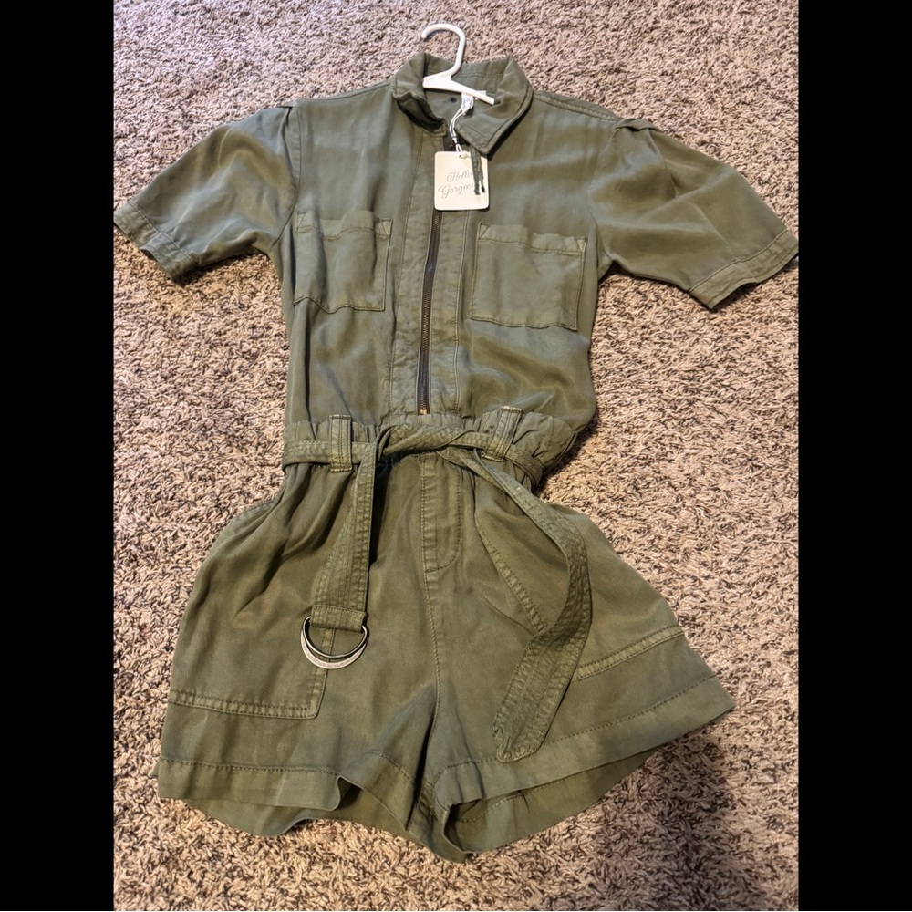 Elan Green Short Sleeve Romper